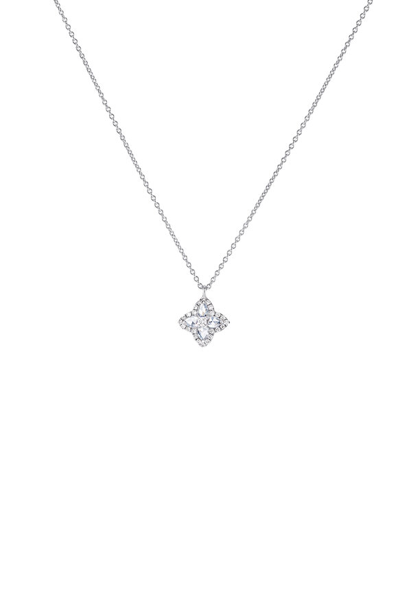 64 Facets Diamond Blossom Pendant Necklace