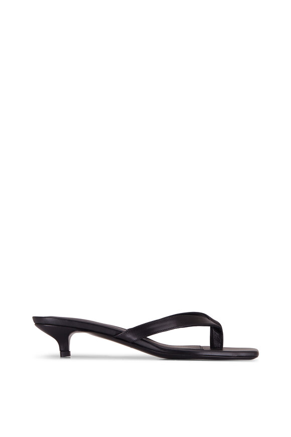 Totême - Black Leather Kitten Heel Sandal, 35mm