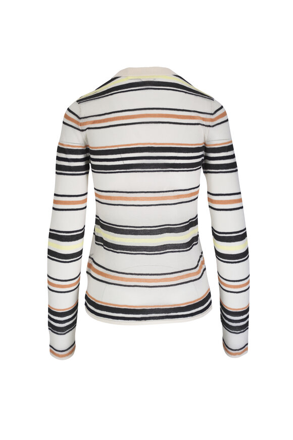 Bottega Veneta - Ivory Stripe Cotton Knit Sweater 