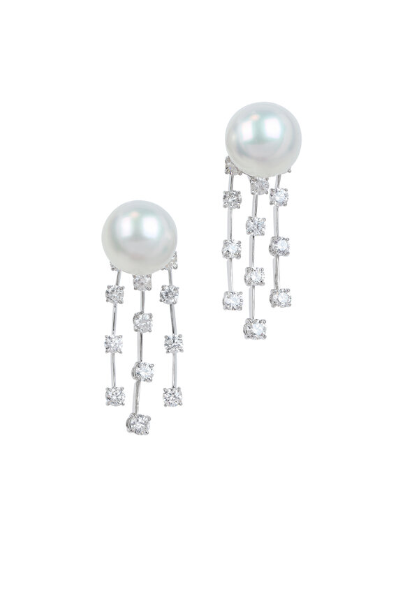 Assael - 18K White Gold South Sea Pearl & Diamond Earrings