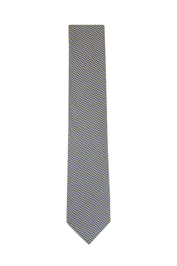 Brioni Yellow Micro Motif Silk Necktie - view 1