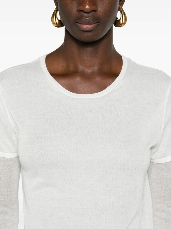 Totême - White Layered Knit T-Shirt 