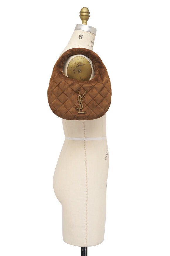 Saint Laurent Icarino Caramel Quilted Suede Hobo - view 6