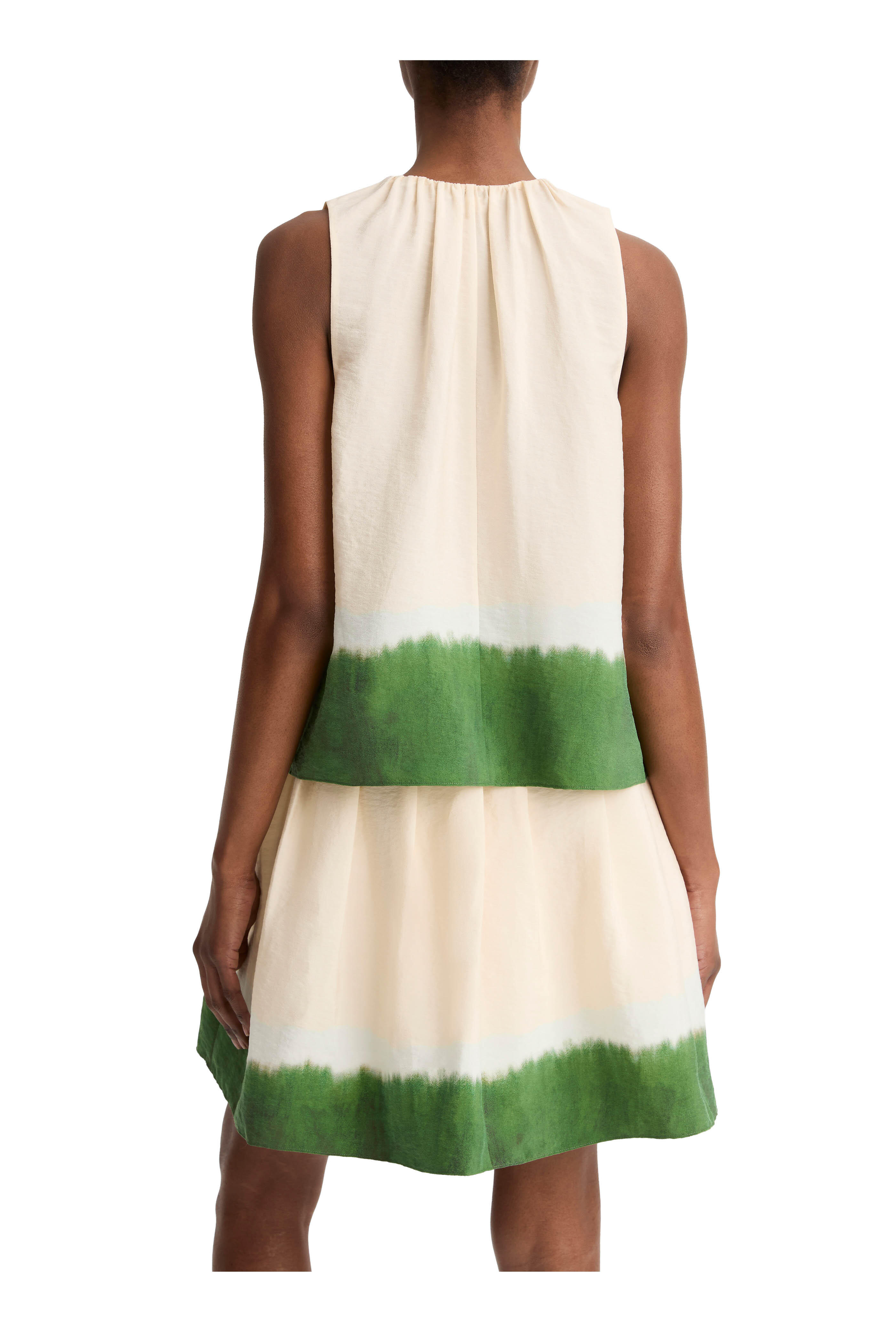 Vince - Porcelain & Herba Dip-Dye Pleated Skirt