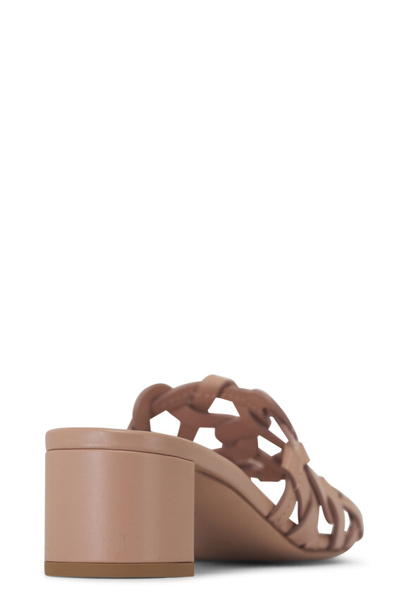 Gianvito Rossi - Peach Leather Block Heel Sandal, 45mm