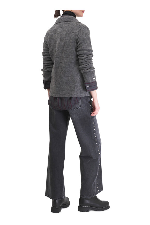 The Elder Statesman Checkerboard Gray Cashmere Top - view 4