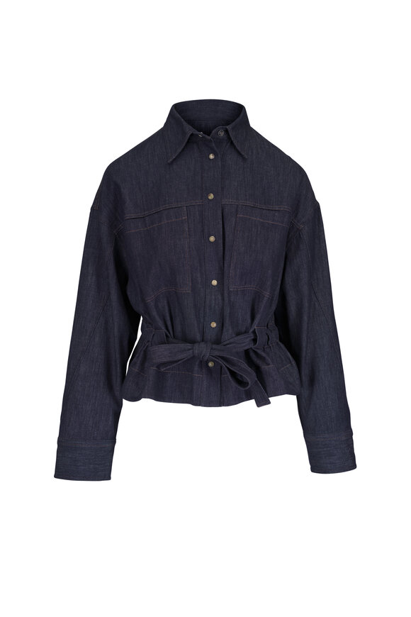 Brunello Cucinelli Denim Indigo Cinched Cropped Jacket