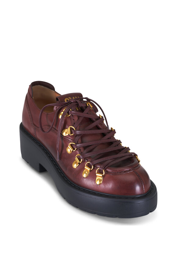 Miu Miu Brown Hiker Lace-Up Leather Loafer, 55mm - view 1