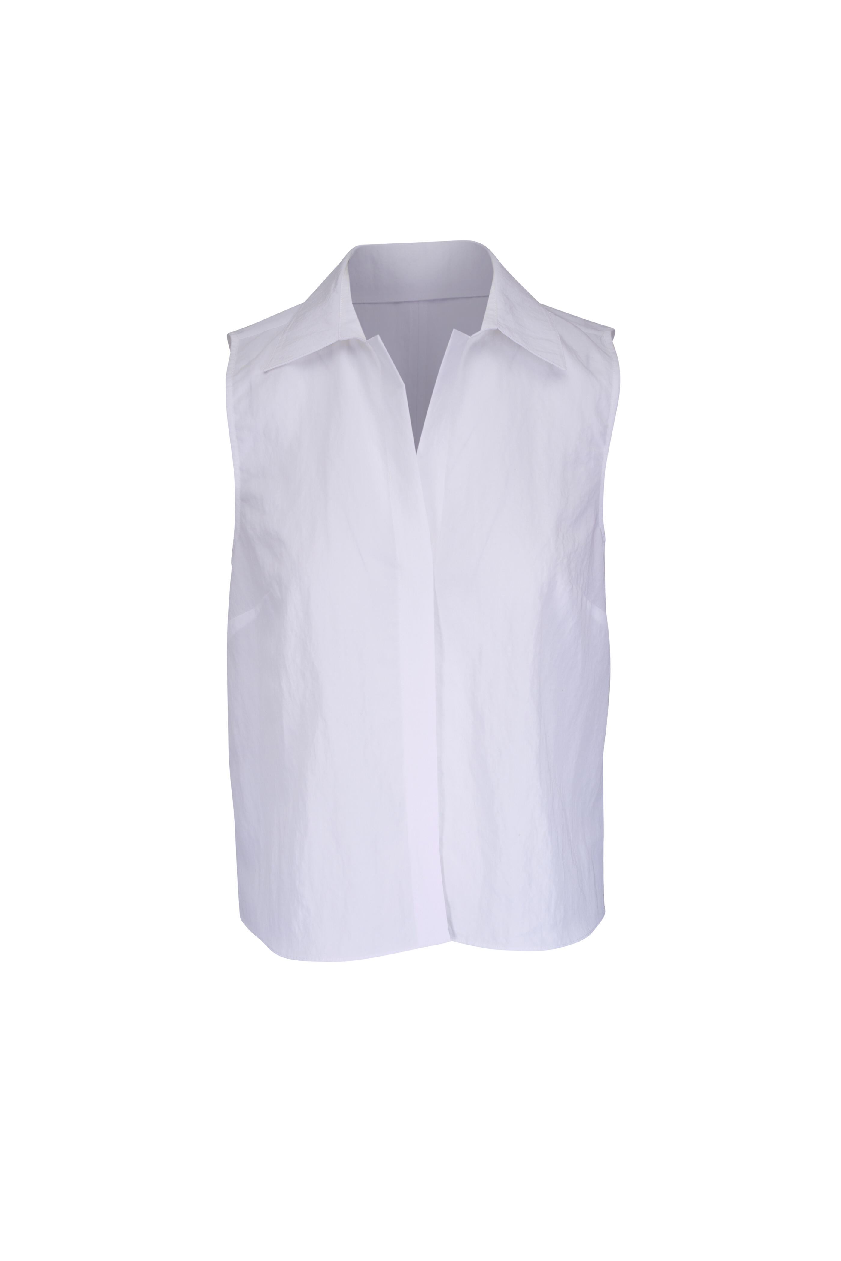 Vince - Optic White Sleeveless Button-Up Shirt