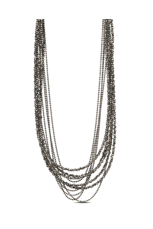 Brunello Cucinelli Silver Multilayered Monili Choker Necklace