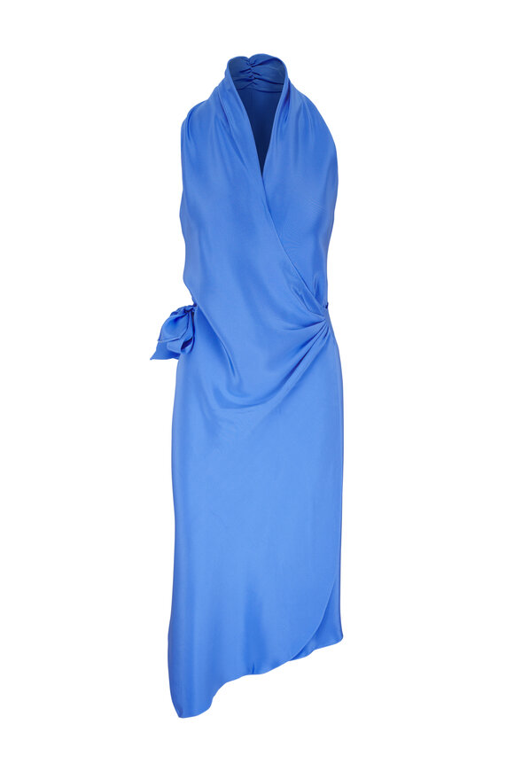 Peter Cohen Victor Blue Sleeveless Silk Wrap Dress  - view 1