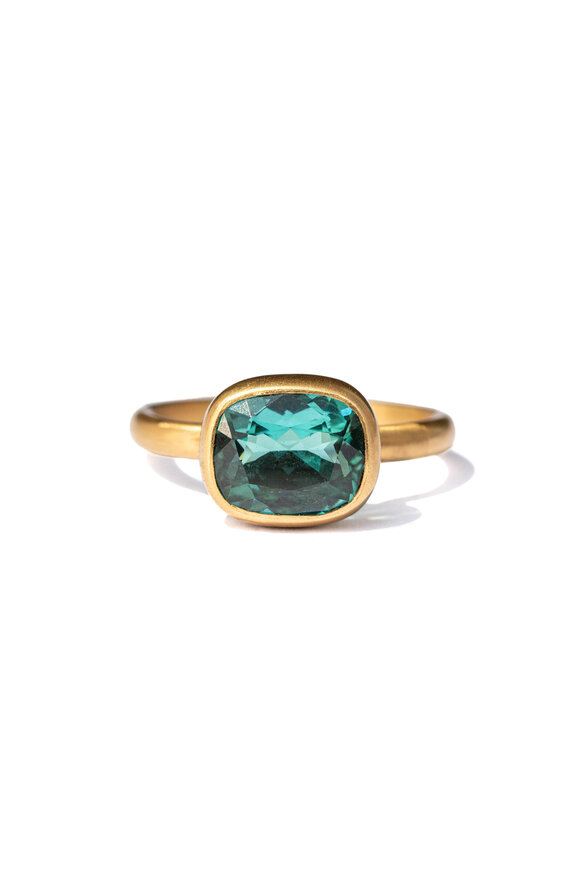 Marie-Hélène De Taillac Blue Green Tourmaline Princess Ring