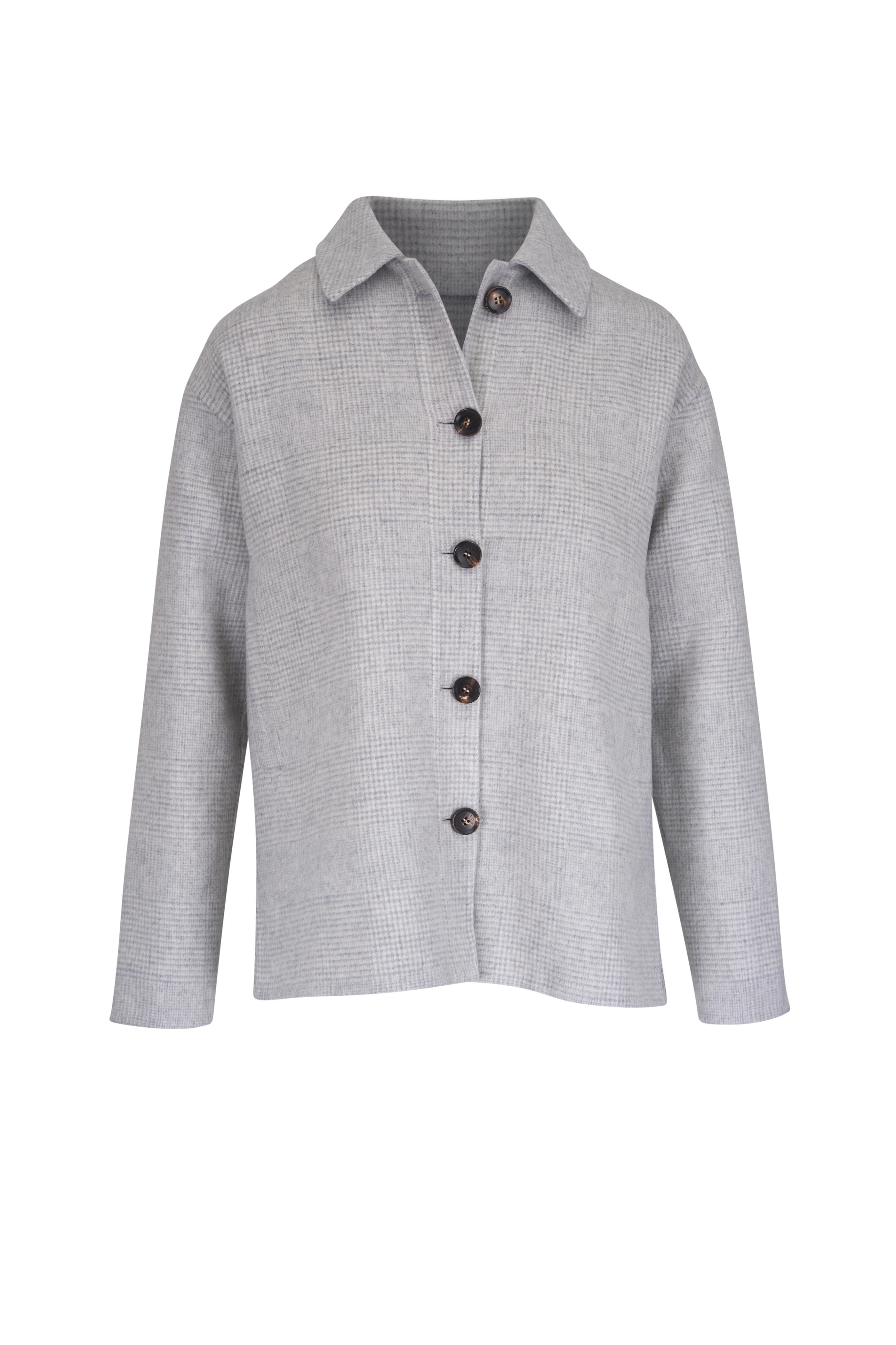 Kiton - Light Gray Double Faced Wool & Cashmere Over Shirt