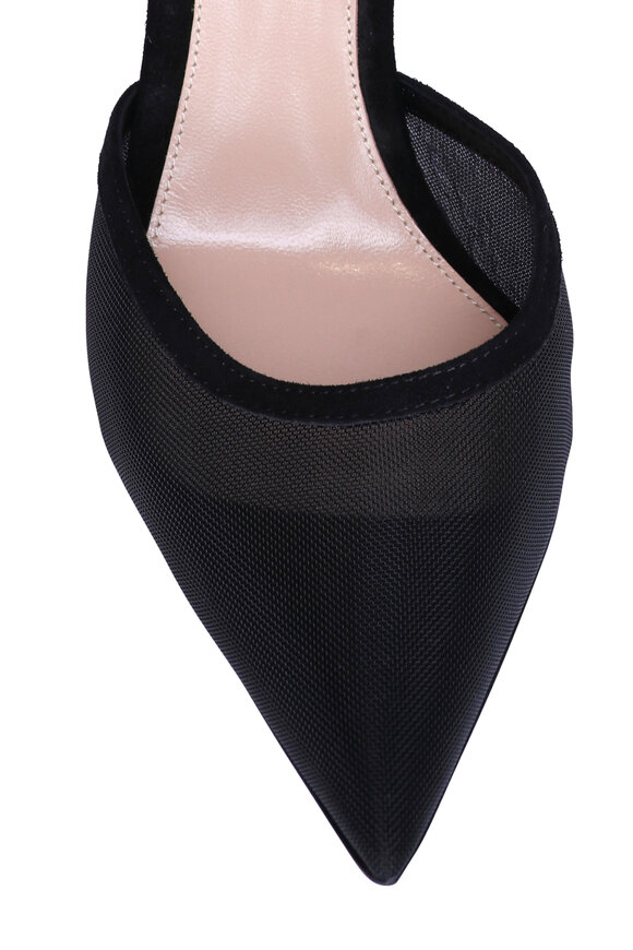 Gianvito Rossi Black Sheer Organza Ankle Strap Pump - view 4