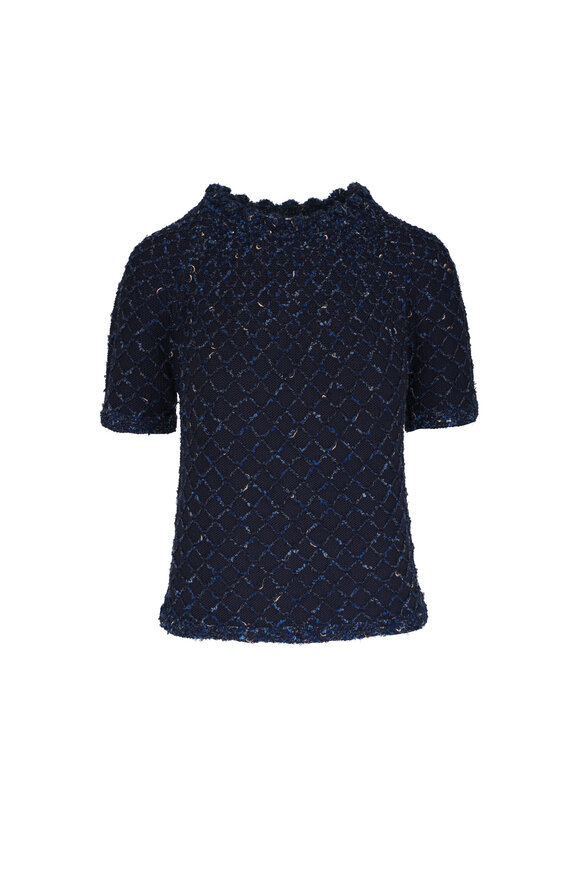 Lafayette 148 New York Ink Multi Crochet Trim Sweater