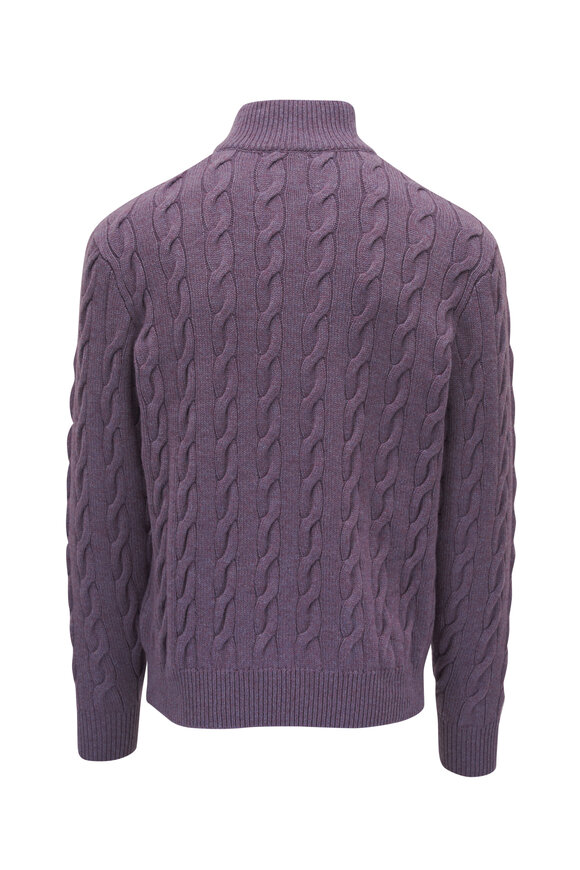 Ralph Lauren Purple Label - Violet Cable Knit Cashmere Sweater