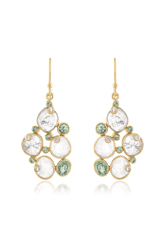 Loriann Diamond & Green Sapphire Cluster Earrings