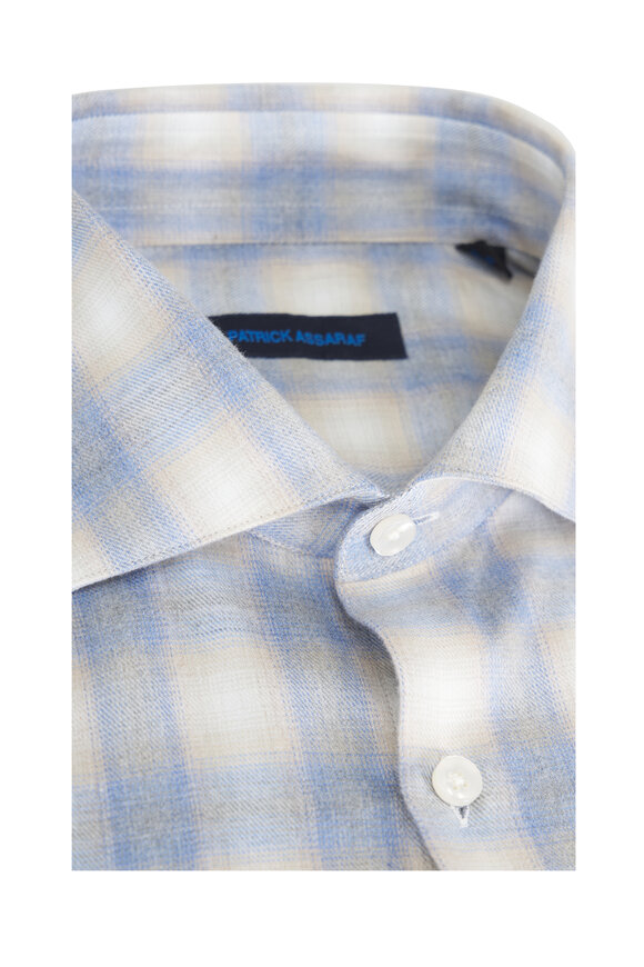 Patrick Assaraf Mist Shadow Plaid Cotton Sport Shirt - view 3