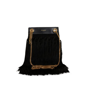 Saint Laurent - Grace Black Suede Fringe Small Bag