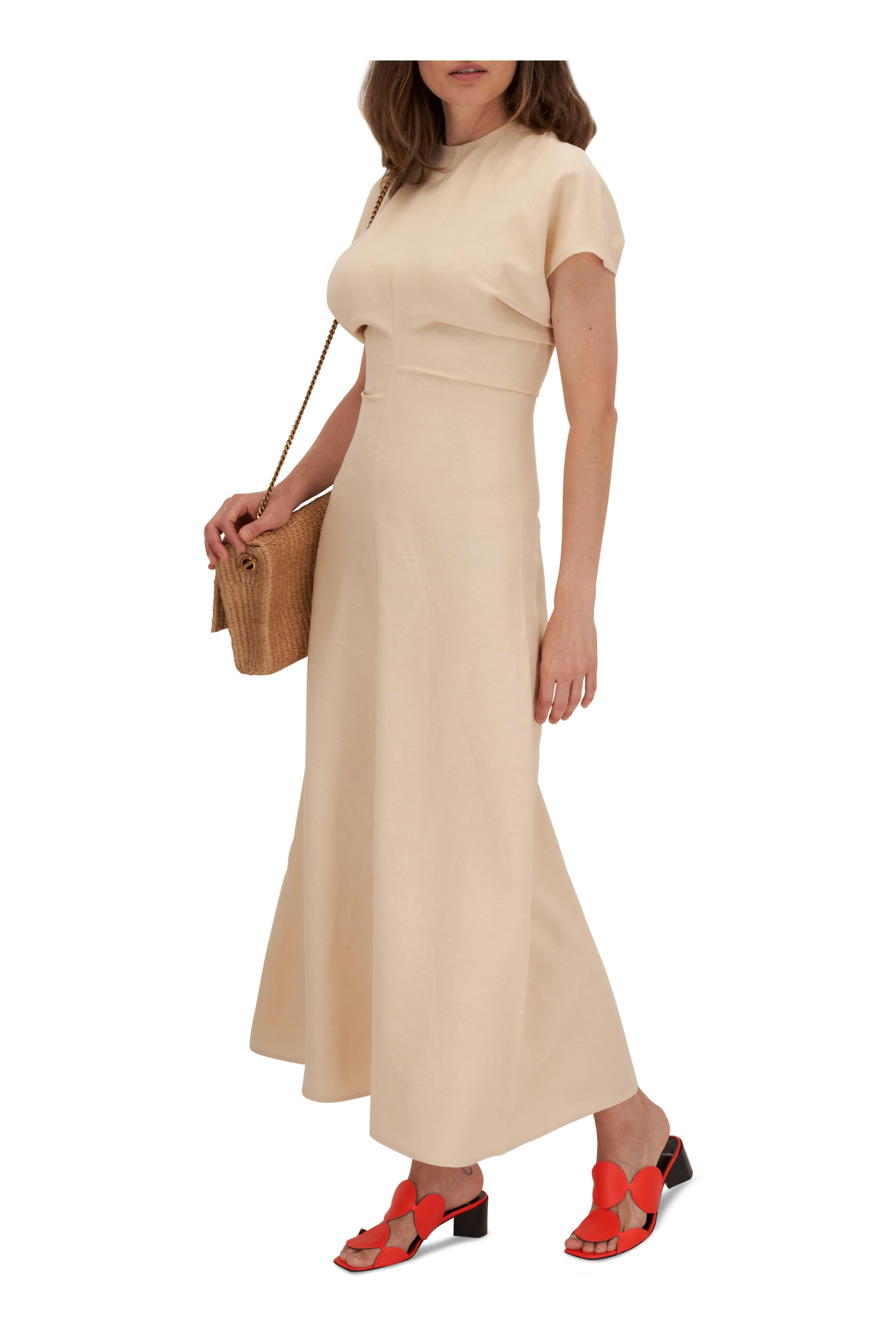 Totême - Bleached Sand Linen Slouch Waist Dress