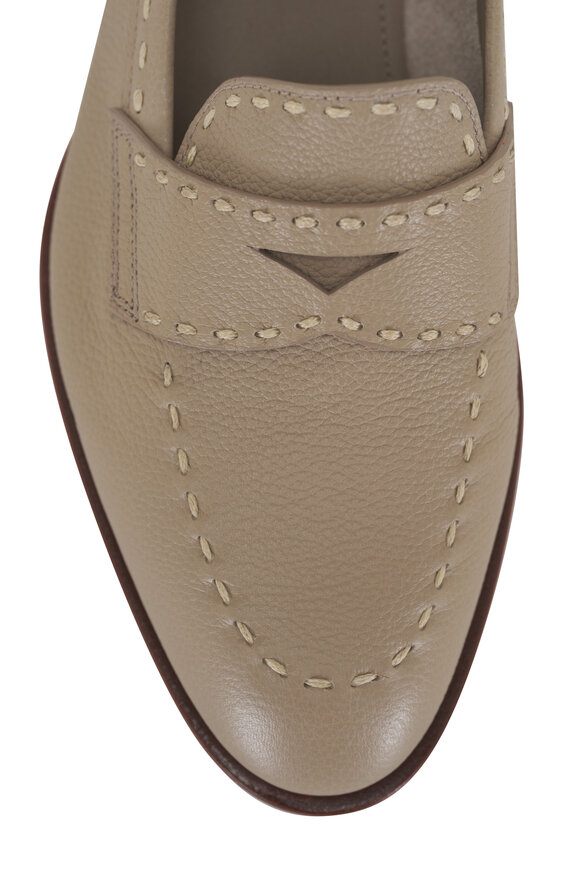 Santoni - Marlene Row Beige Leather Loafer