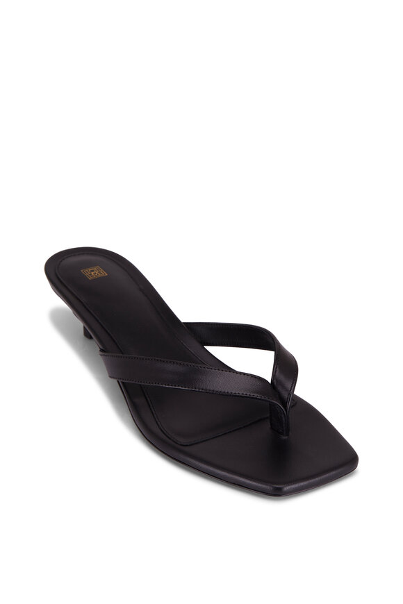 Totême - Black Leather Kitten Heel Sandal, 35mm