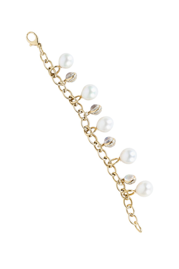 Assael - 18K Gold Pearl & Diamond & Moonstone Bracelet
