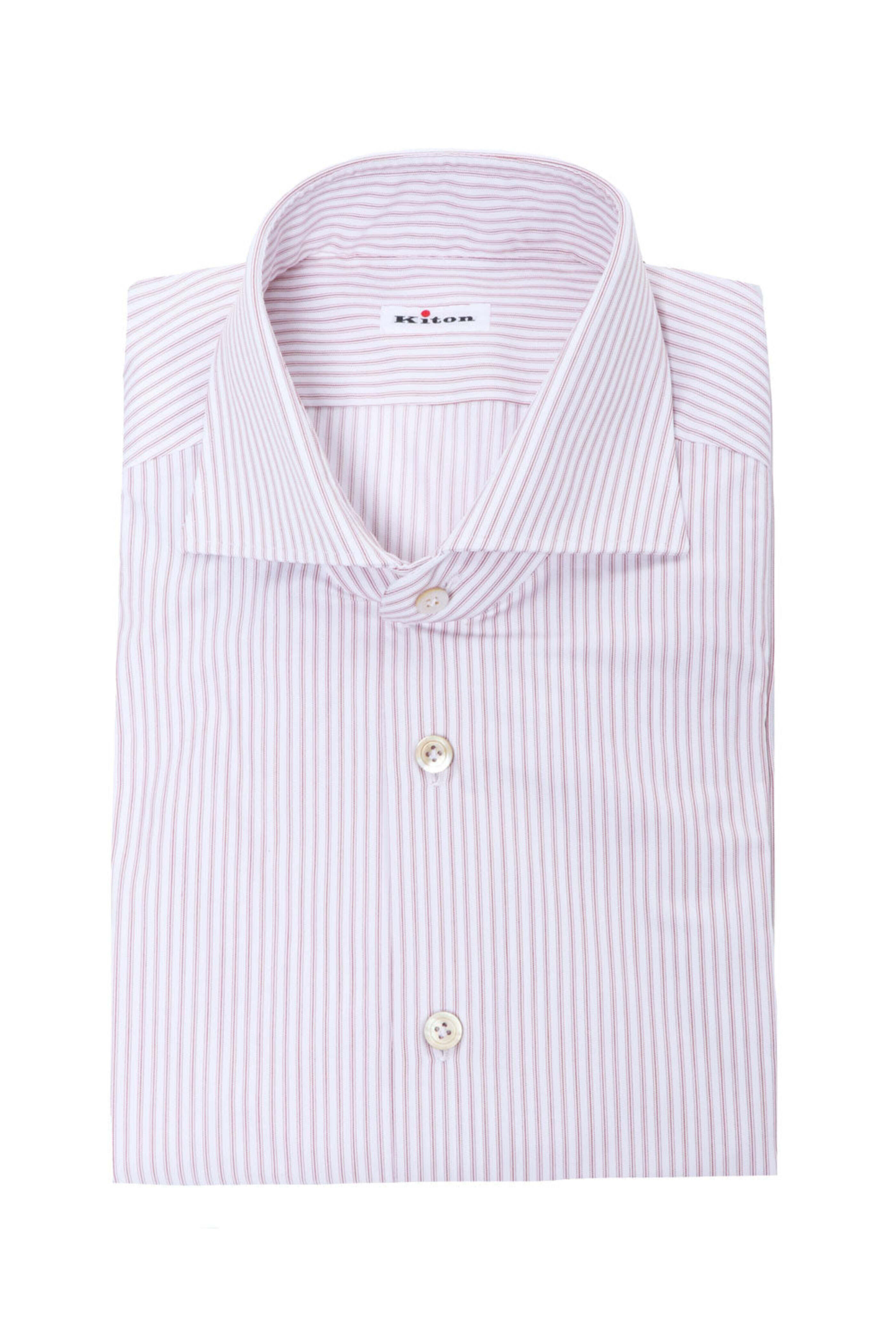 Kiton - Maroon Striped Dress Shirt