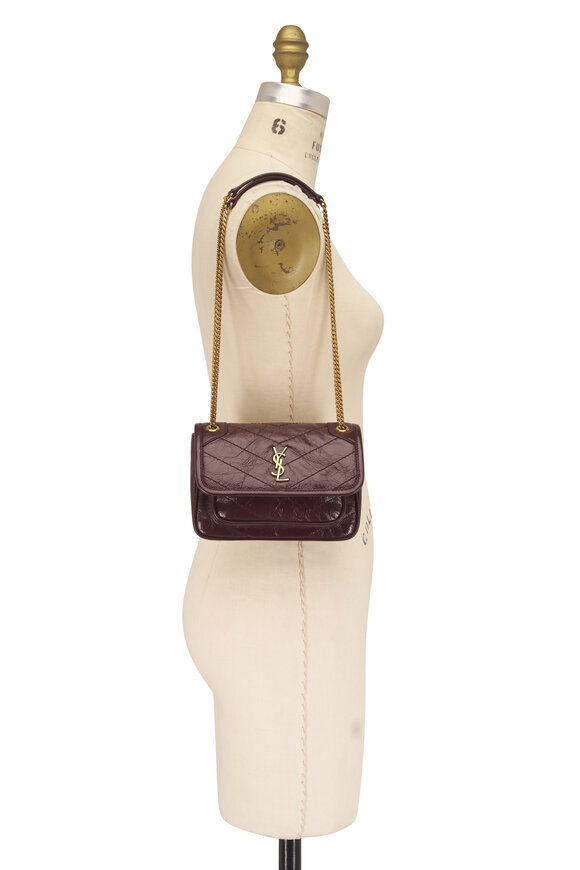 Saint Laurent Mini Niki Rouge Cabernet Vintage Leather Chain Bag - view 7