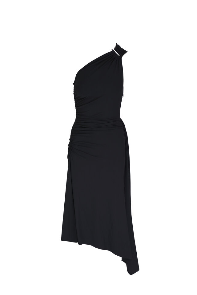 MICHEALKORS(マイケルコース)CONTRASTSTITCH DRESS Michael Kors Collection - Black Sleeveless Ruched Midi Dress
