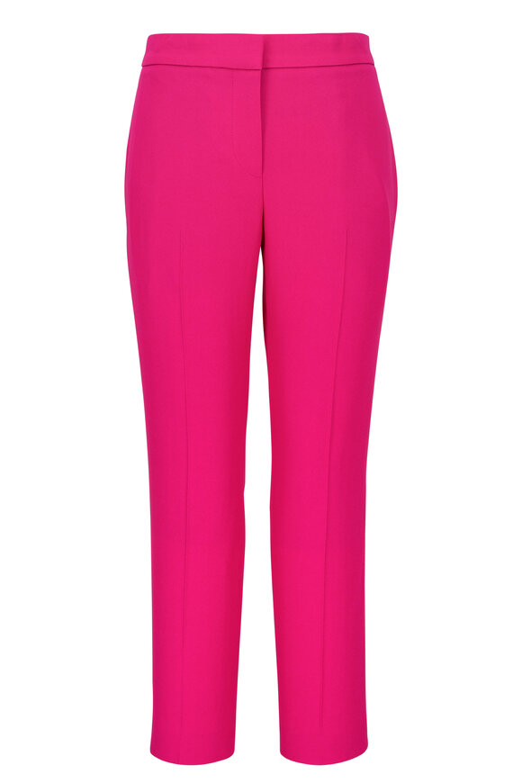 McQueen - Orchid Pink Leaf Crepe Cropped Dress Pant