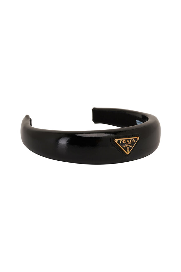 Prada Black Patent Leather Headband 