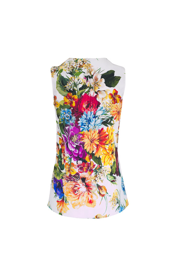 Dolce & Gabbana Multicolor Floral Print Sleeveless Crewneck Blouse - view 4