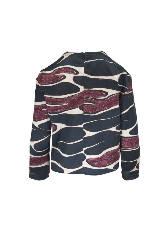 Marni Black & Crimson Flow Print Stretch Top - view 4
