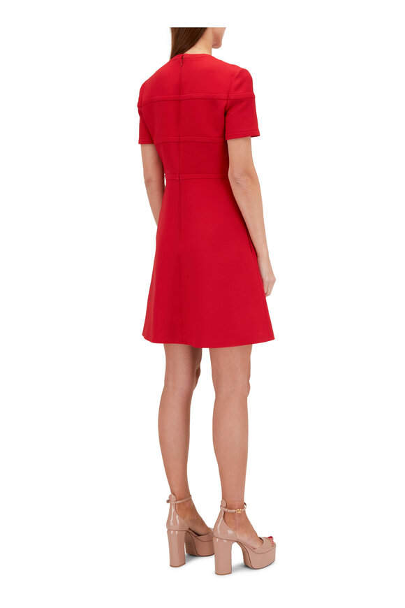 Valentino - Solid Red Crepe Couture Bow A-Line Mini Dress