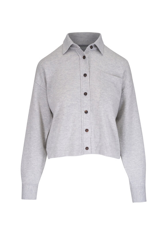 Brunello Cucinelli Light Gray Cashmere Button Down Shirt