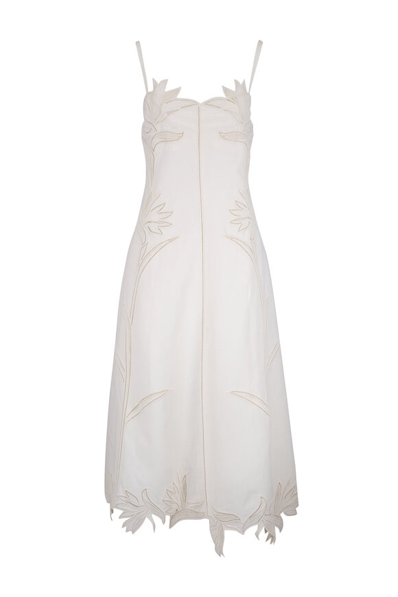 Simkhai Ellery White Embroidered Midi Dress