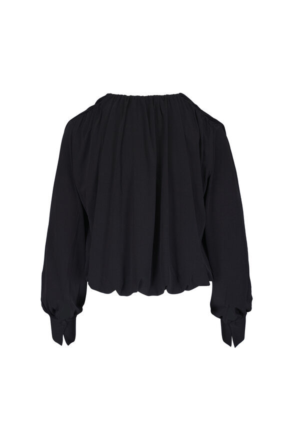 Vince Black V-Neck Bubble Hem Blouse - view 2