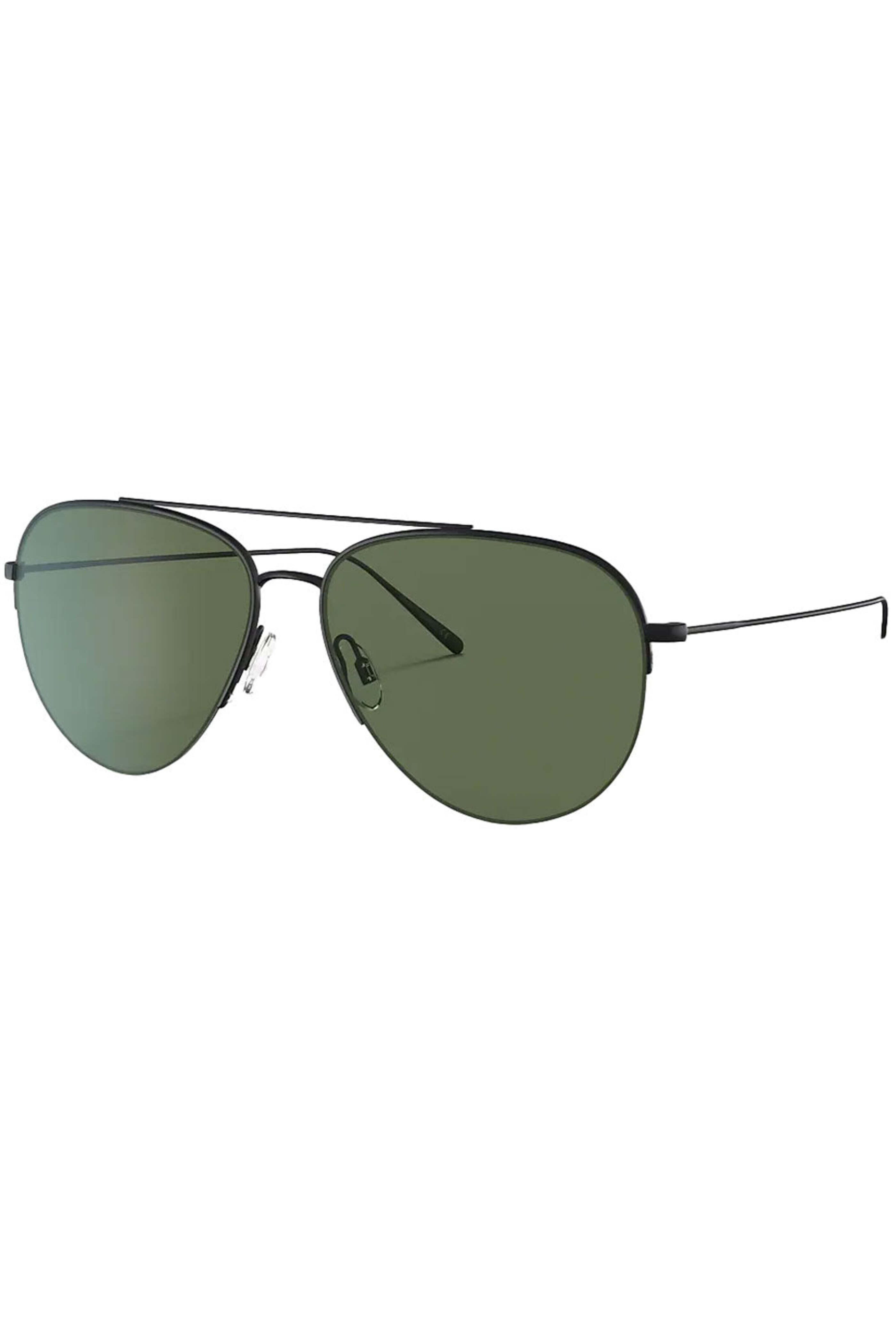 Oliver Peoples - Cleamons Matte Black Polar Green Lens Sunglasses