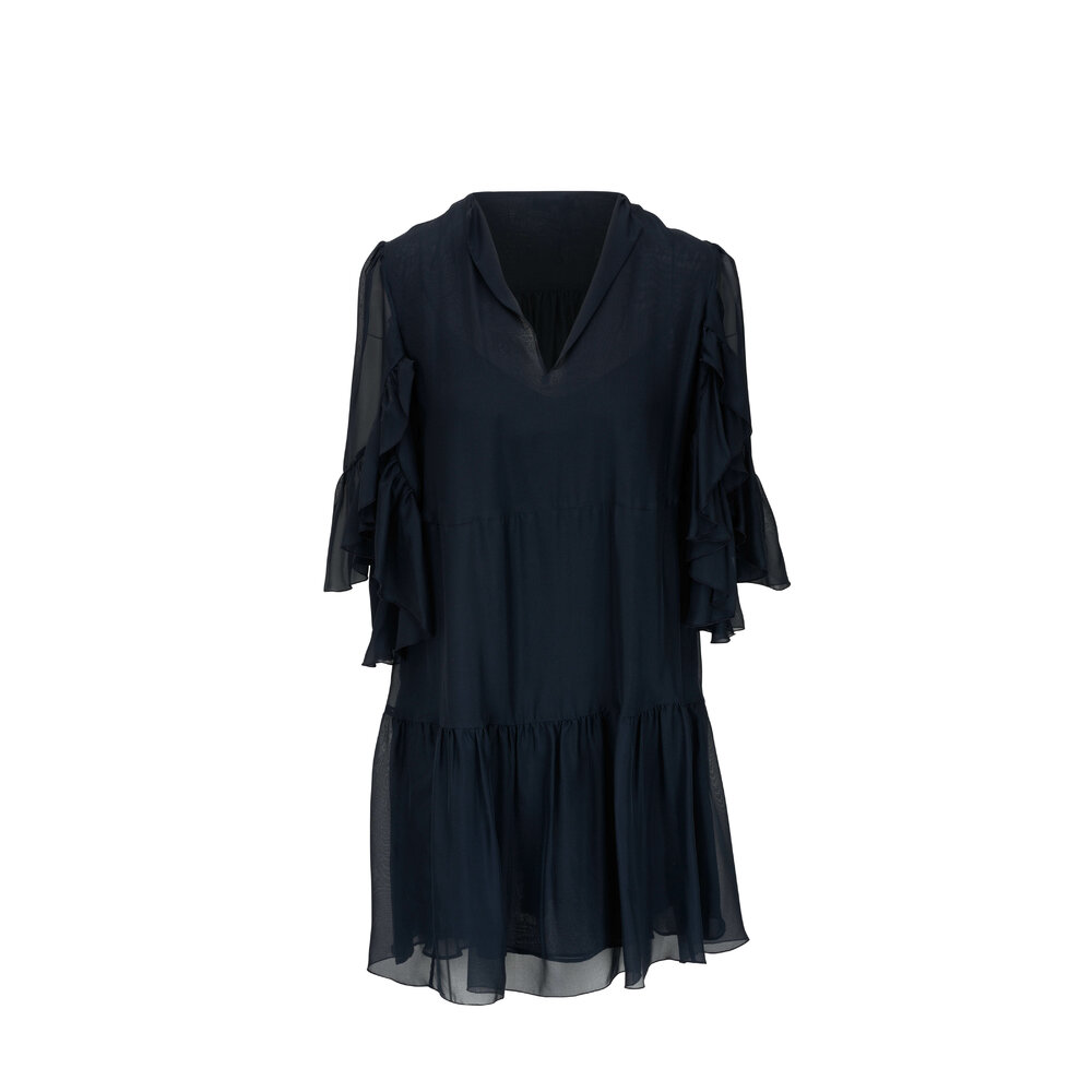 Dorothee Schumacher - Love Of Lightness Navy Ruffle Mini Dress