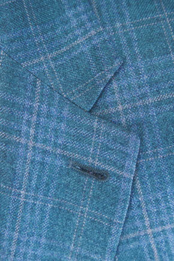 Canali Green Multicolor Silk & Cashmere Plaid Sportcoat - view 3