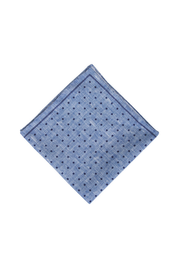 Paolo Albizzati Denim Geometric Dot Reversible Pocket Square