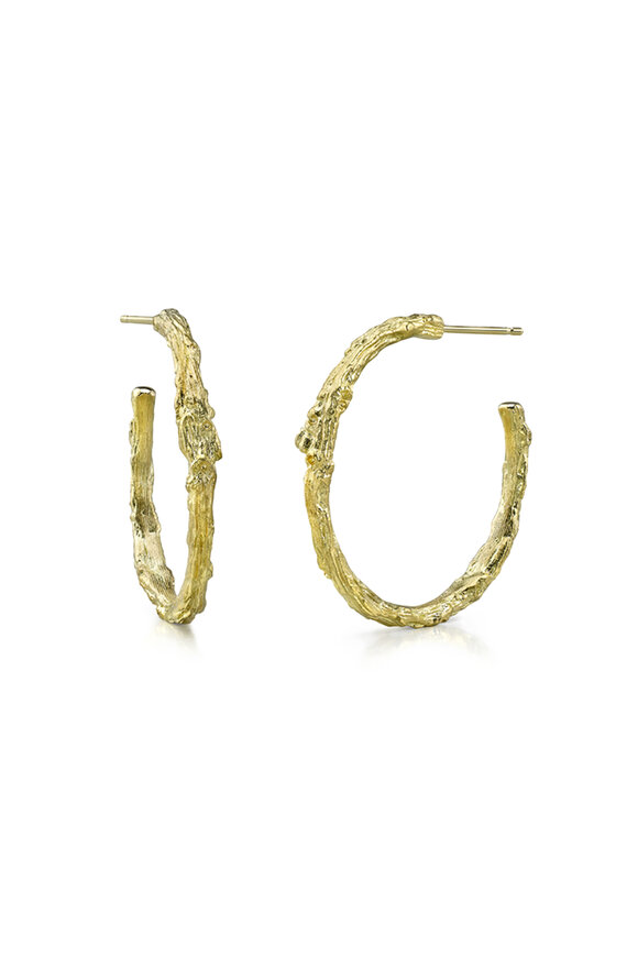 Aaron Henry - Yellow Gold Large Branch Hoop Earrings