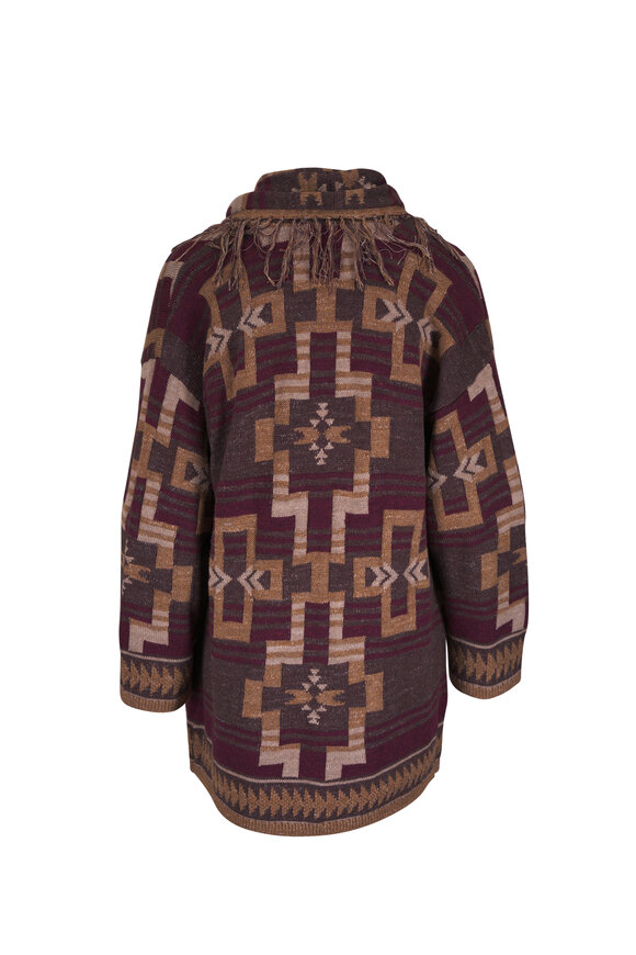 L'Agence Jair Java & Burgundy Multicolor Fringe Cardigan - view 4