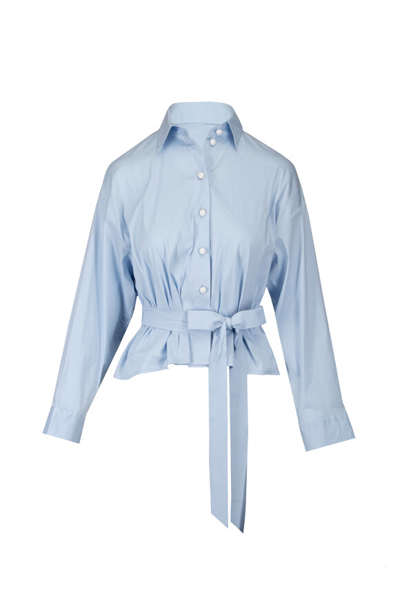 Edeline Lee Lola Celadon Cinched Bow Tie Shirt - view 1