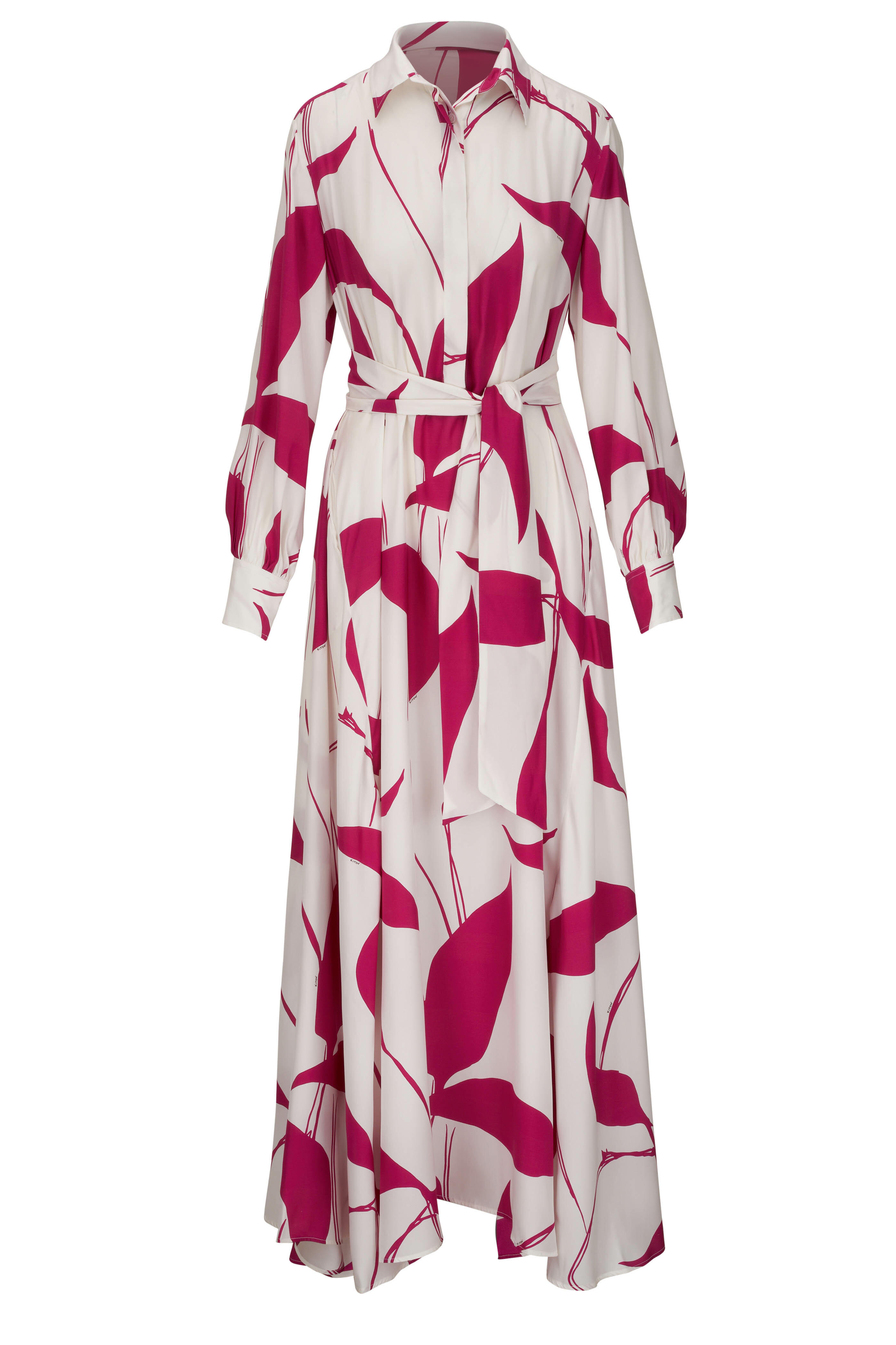 Kiton - Black & Cream Geometric Print Silk Dress
