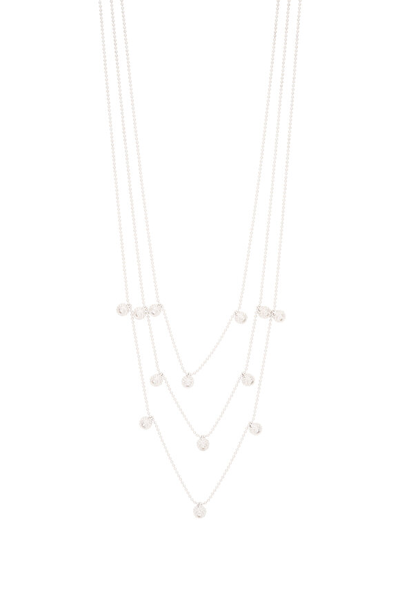 Renee Lewis 18k White Gold 3 Chain Diamond Necklace