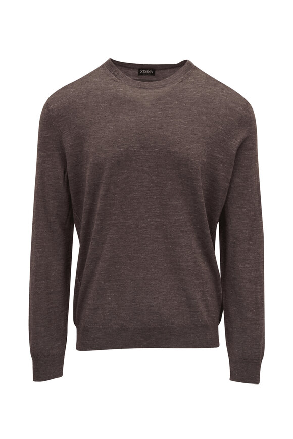 Zegna Dark Brown Melange Crewneck - view 1
