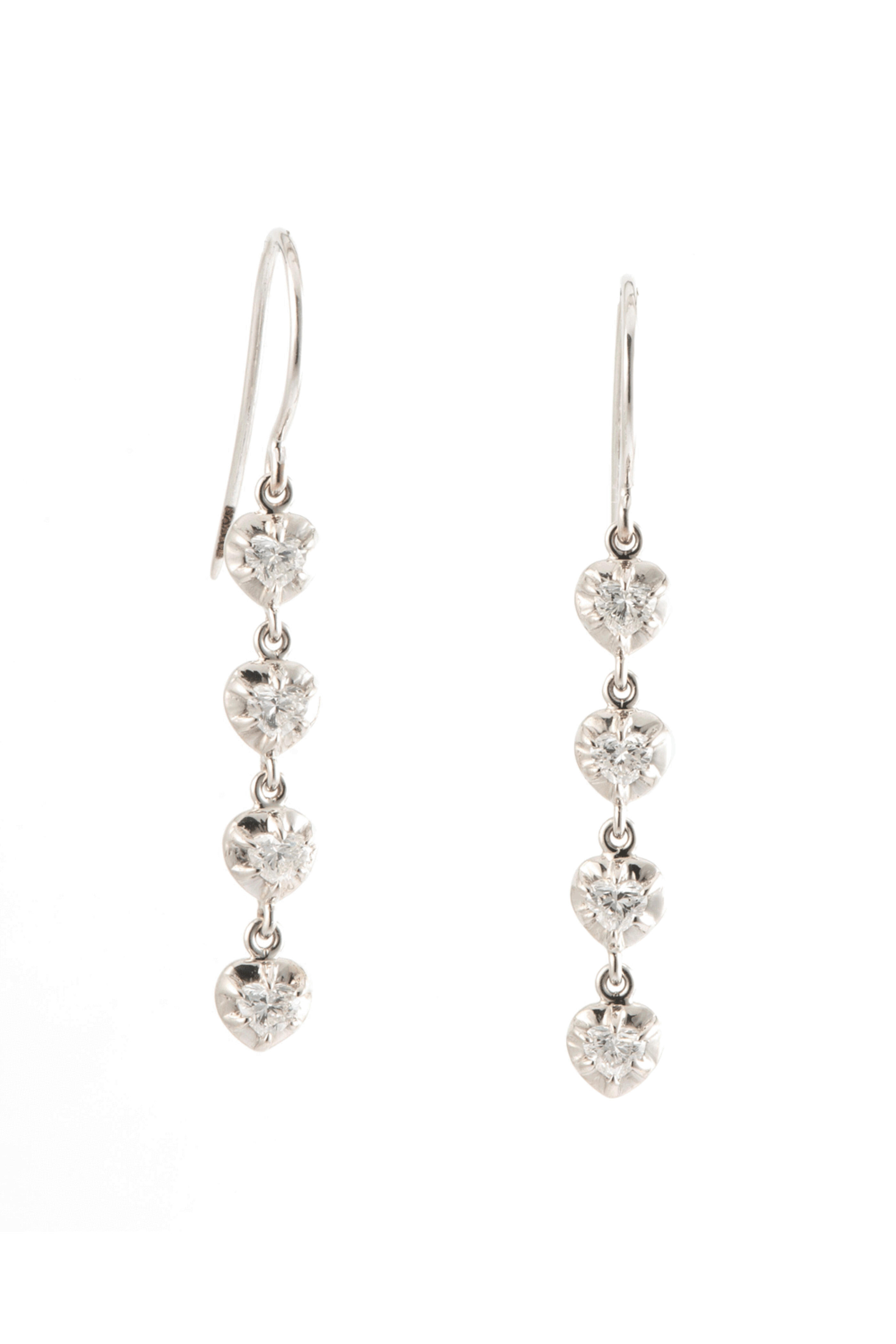 Sylva & Cie - Diamond Heart Drop Earrings
