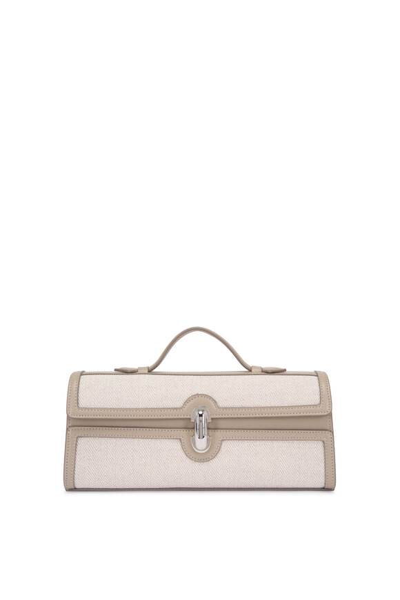 Savette Slim Symmetry Clay Herringbone Linen Pochette